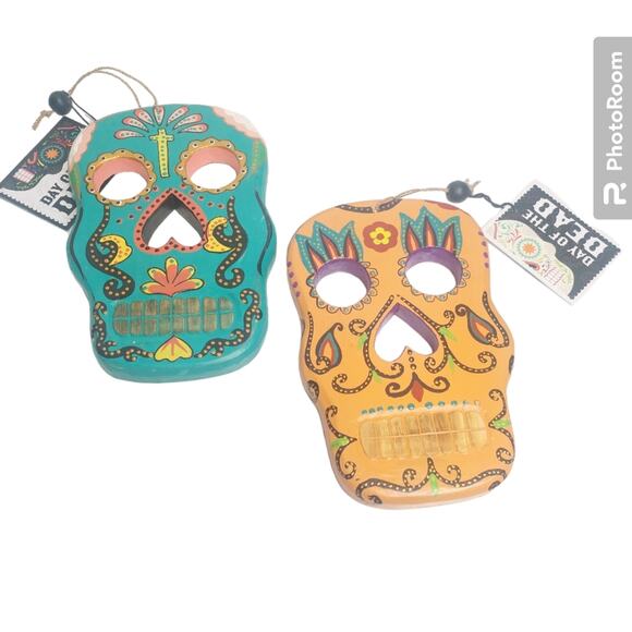 Day Of The Dead Wooden Masks Wall Decor - Picture 1 of 3